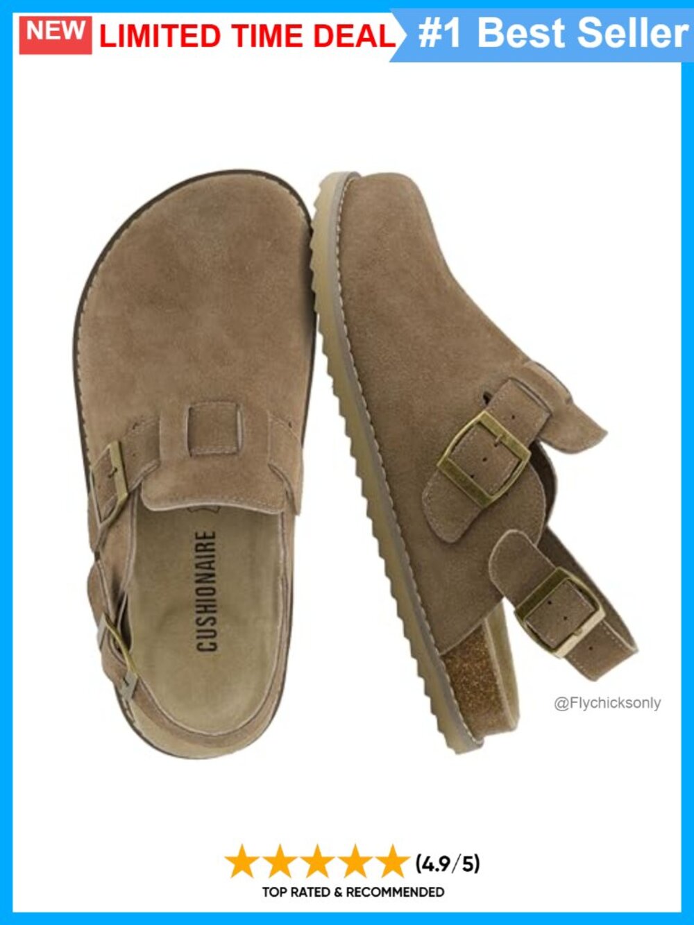 Genuine Suede Slingback Clogs with Buckle Adjustable Strap Memory Foam